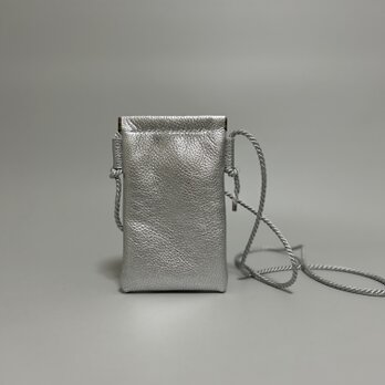 SHIMMER.イタリア.レザーバネ口ポシェット◆シルバー　スマホポシェット　スマホショルダー　サコッシュ　の画像
