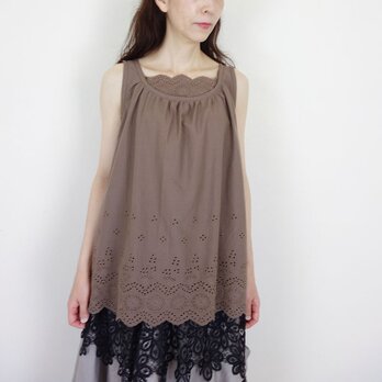 [予約販売] モカスカラップレースギャザーキャミの画像