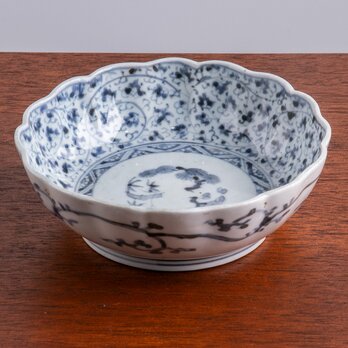古伊万里 染付 萩唐草文 なます皿 江戸後期の画像