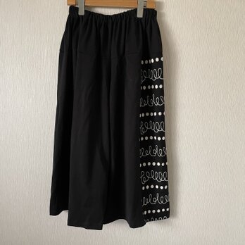 ジグザグ切替サルエルパンツ　黒白Ｆの画像