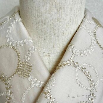 綿の刺繍半衿 亜麻色サークルの画像