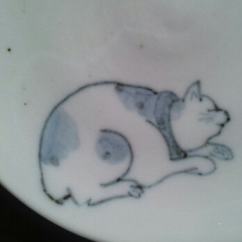 染付4寸猫皿 2の画像