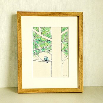 一点物｜原画「ひとやすみ」※木製額縁入り（インチサイズ）の画像