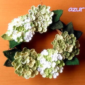 紫陽花のリース　グリーングラデーションの画像