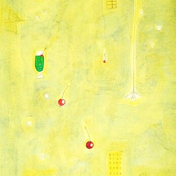 一点物｜原画「しゅわしゅわの夜に」※額縁入り（四つ切サイズ）