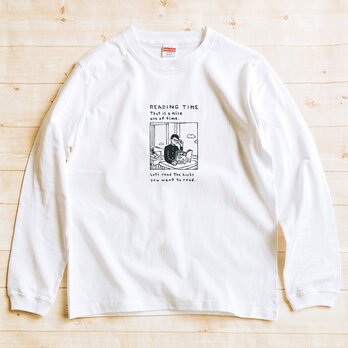 長袖 Tシャツ 『読書の時間・UFO本』 男女兼用 ロンT