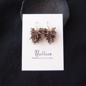 【K14gf】Smoky Quartz Earrings／スモーキークォーツ フリンジピアスの画像