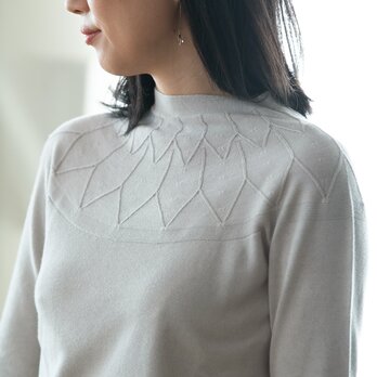 アンゼリカ染め　Organic Cotton 織柄ニットプルオーバー【無縫製】の画像