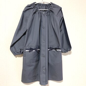 前開きスモック　130  グレー×ステッチリボンレースの画像