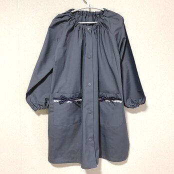 前開きスモック　150  グレー×ステッチリボンレースの画像
