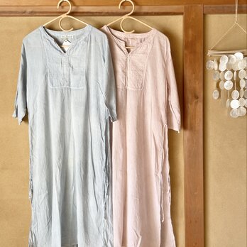 Leaf Dress Bengala mud dye/ベンガラ染め ロングスリットワンピースの画像