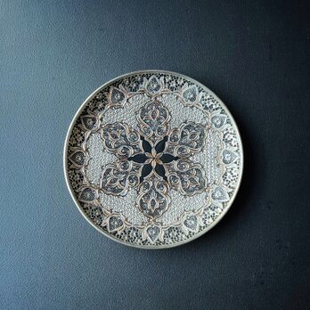 ペルシャの銅皿　飾り皿　壁飾り（ガラムザニー）Φ20ｃｍ【GHALAM ZANI -039】の画像