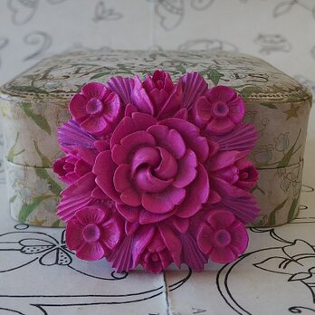 セルロイド バングル コーラルカラー 薔薇 小花 ヴィンテージ