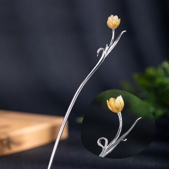チューリップのかんざし - 本物の花が咲いているかのような美しさ K159の画像