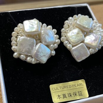 淡水パールボリュームイヤリングの画像