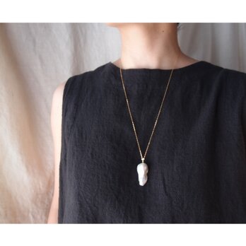 【K14gf】Fishtail Baroque Pearl ／オイスターバロックパール ネックレスチャーム【Large】の画像