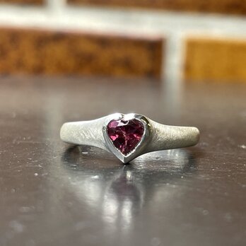 ルベライト　ピンク　トルマリン　ハートシェイプカット　0.4ct　印台　シルバーSV925リング
