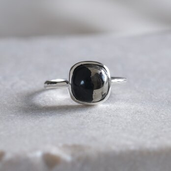 svart og pýrít ring　パイライト シルバーリング　silver925の画像