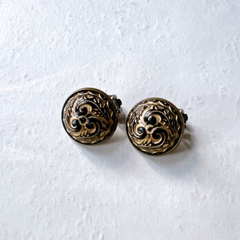 Y1015-ヴィンテージイヤリング U.S.A. 1960〜70s Brass dome earringsの画像