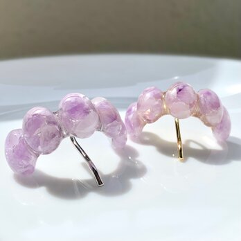 アメジストのポニーフック/ラベンダーパープル/選べる金具のカラー/2月誕生石〈受注制作〉の画像