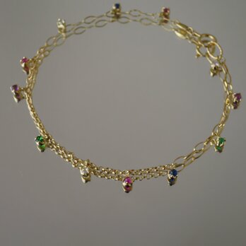 Ｋ18 Multi Color Stones chain Braceletの画像