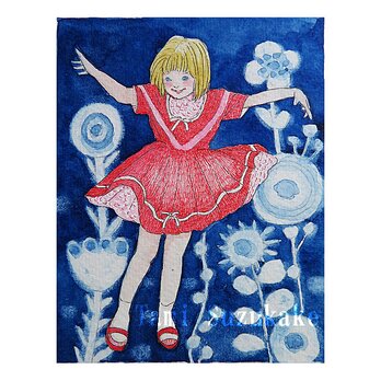 水彩画・原画「踊る少女」の画像