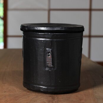 陶器 ■黒釉薬 丸型骨壺■ kotu370の画像