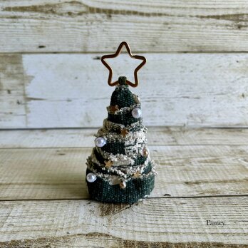 SALE！大人かわいい小さなクリスマスツリー　2WAY コットン　パールビーズ　卓上　壁掛け　省スペース　クリスマスの画像