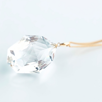 30mm クロス クォーツ/白水晶  K18 K18GP 天然石ネックレス - クロスの画像
