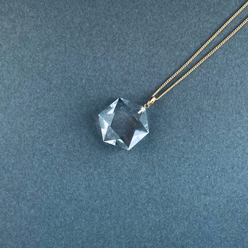 26mm 六芒星 クォーツ/白水晶  K18 K18GP 天然石ネックレス - 六芒星の画像