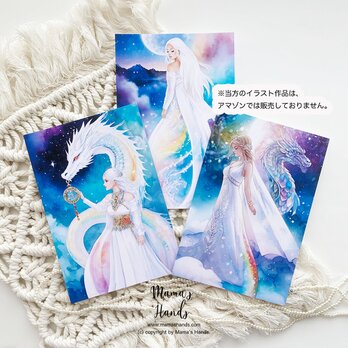 タロットカード 龍女 瀬織津姫 神秘的 龍 スピリチュアル 開運 イラスト アート ３枚 ハガキ ポストカード セットの画像