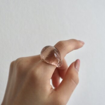 ぽってり シャンパンピンク ガラス リング  clear glass ringの画像