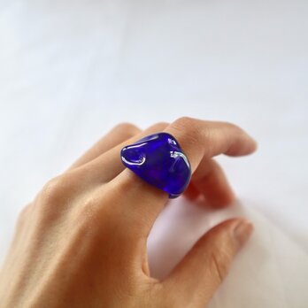lapis lazuli   ガラス リング  clear glass ringの画像