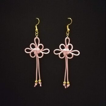 【和風】吉祥結びのピアス（薄ピンク）（イヤリング）【チャイナ】【中華風】【着物】【浴衣】【袴】【成人式】【卒業式】【和ゴス】の画像