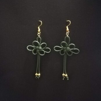 【和風】吉祥結びのピアス（イヤリング）（深緑）【チャイナ】【中華風】【着物】【浴衣】【袴】【成人式】【卒業式】【和ゴス】の画像