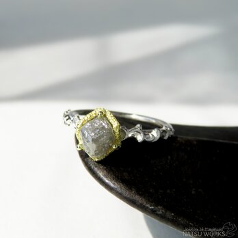 ダイヤモンド リング / rough Diamond with Gold and Silver Ring lの画像