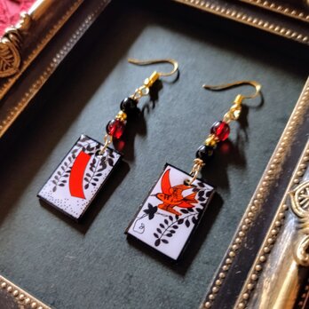 【和風】花札ピアス（イヤリング）（藤）【着物】【浴衣】【袴】【成人式】【卒業式】【和ゴス】の画像