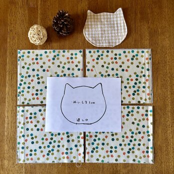 水玉模様の猫さんのコースター　手作りキットの画像