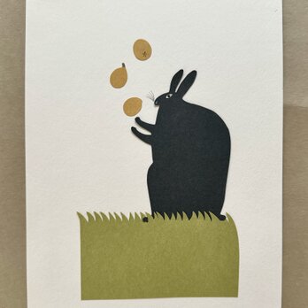 くろうさぎ　切り紙原画の画像