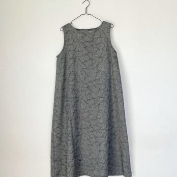 ＊アンティーク着物＊樹木模様ウールのワンピース（Lサイズ・裏面仕様・ウール混紡）