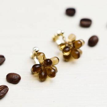 【イヤリング】ホットコーヒー (短め) ブラウン 茶色の画像
