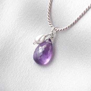 Pear Shaped Pendant（アメジスト×淡水パール）の画像
