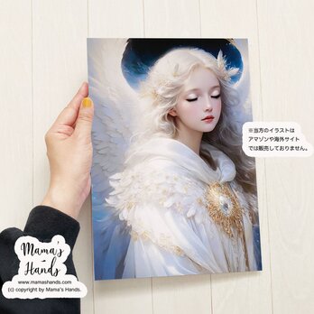 A4 ポスター 白い天使の神秘的な スピリチュアル イラスト アートの画像