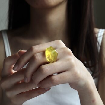 yellow ガラス リング glass ringの画像