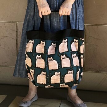 コンパクト おかいものかばん マルマル猫　受注製作の画像