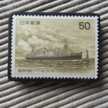 日本　船切手ブローチ9989