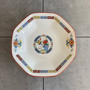 三色雷門八角皿　美濃焼　19cm皿の画像