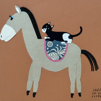 「どこかに行くの？」切り紙原画の画像