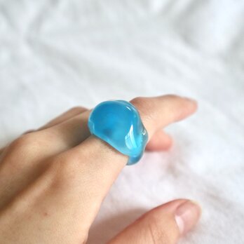 とろけるブルー ガラス リング glass ringの画像