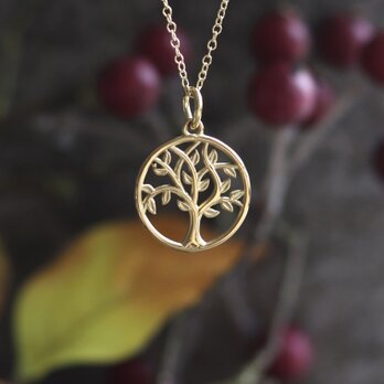 ツリーチャーム 　透かしコイン　14Kgfネックレス アレルギー対応　--Tree of life--の画像